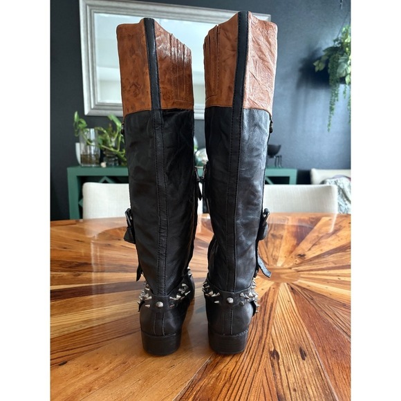 Sam Edelman Women's Park Leather Studded Knee High Riding Boots Black 8M - Picture 3 of 6